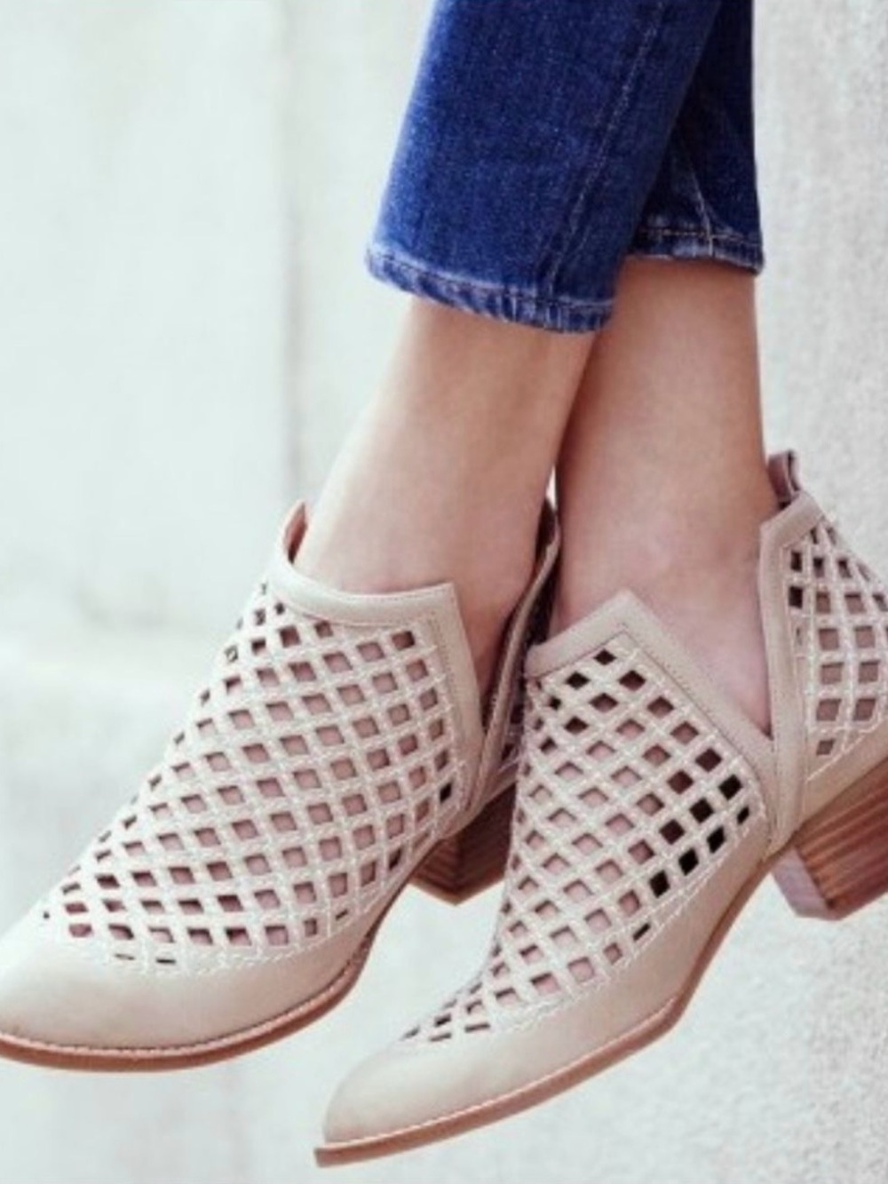 Jeffrey Campbell Beige Taggart Leather Ankle Booties